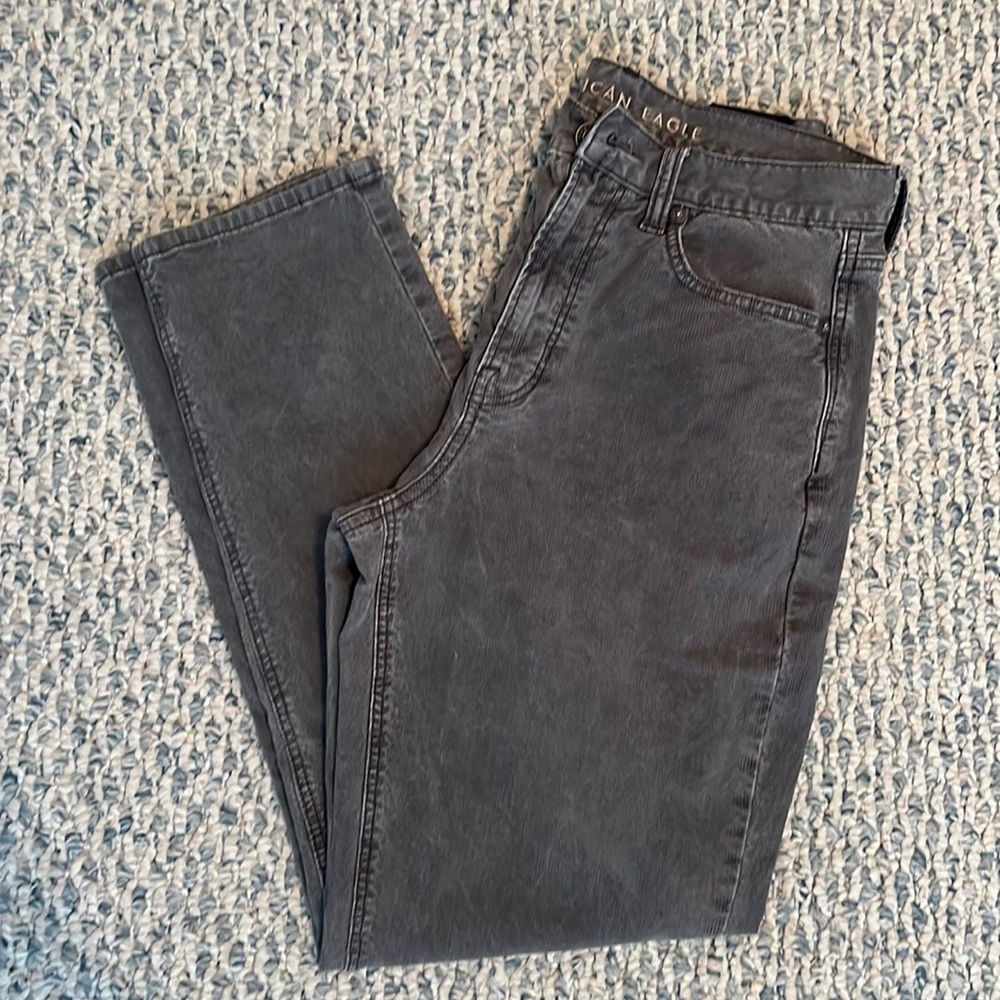 American Eagle Grey Corduroy Super Stretch Mom Jean - Size 4